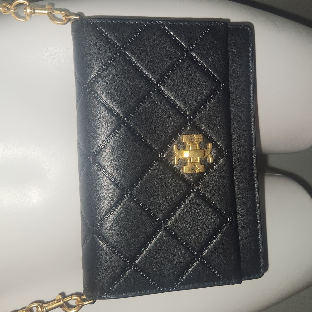 Elegant Black Quilted Tory Burch Crossbody Bag